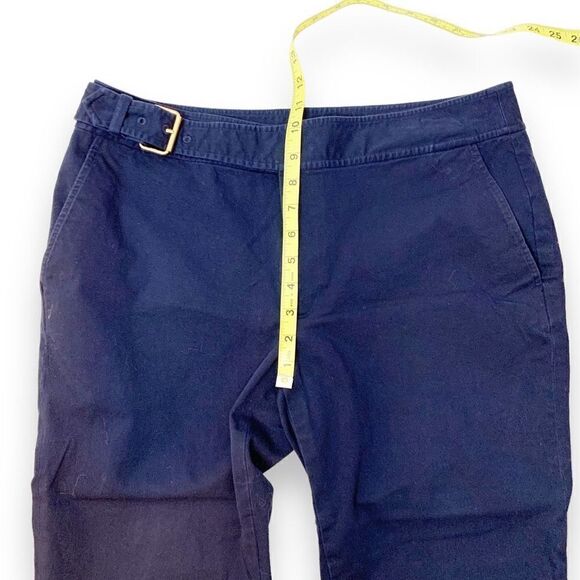 Ralph Lauren Women’s Navy Blue Chino Capri Pants Belted Gold Buckle Size 12 - Picture 9 of 11